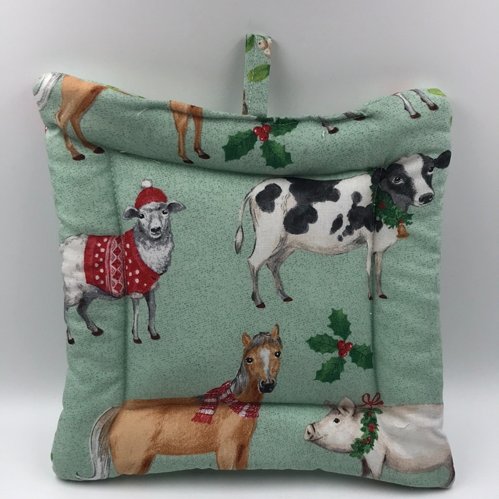 Christmas Farm Animal Potholder